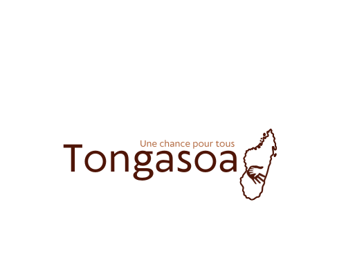 logo de l'association tongasoa une chance pour tous avec Madagascar et une main d'adulte et d'enfant